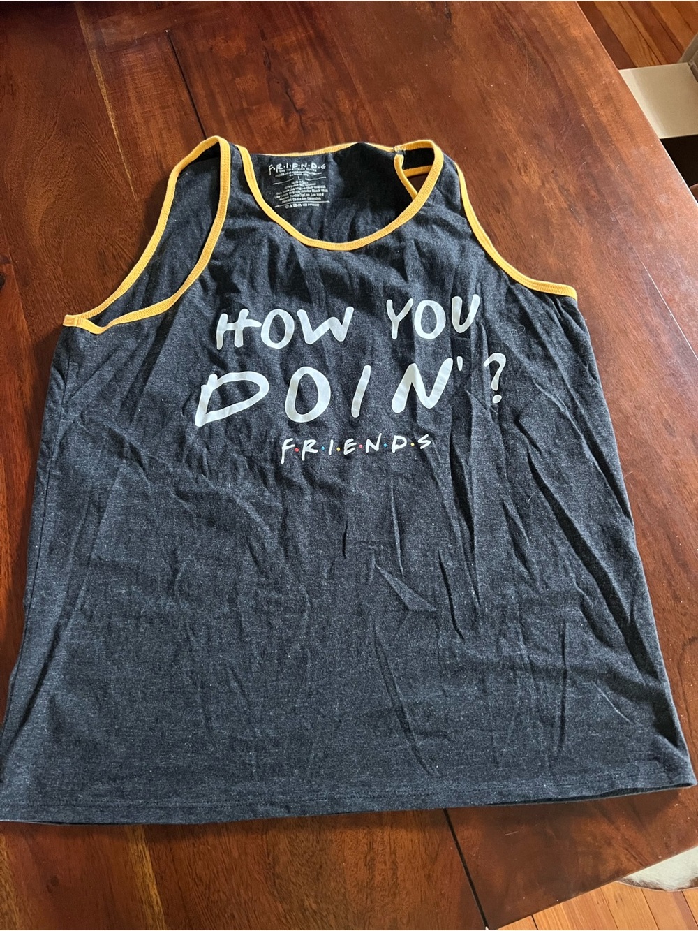 FRIENDS Tank Top | Gray and Yellow | Large